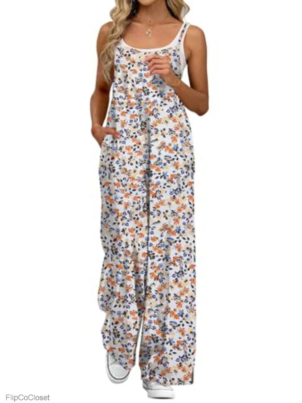 Women's Wide Leg Jumpsuit Summer Casual Romper Overalls with Pockets
